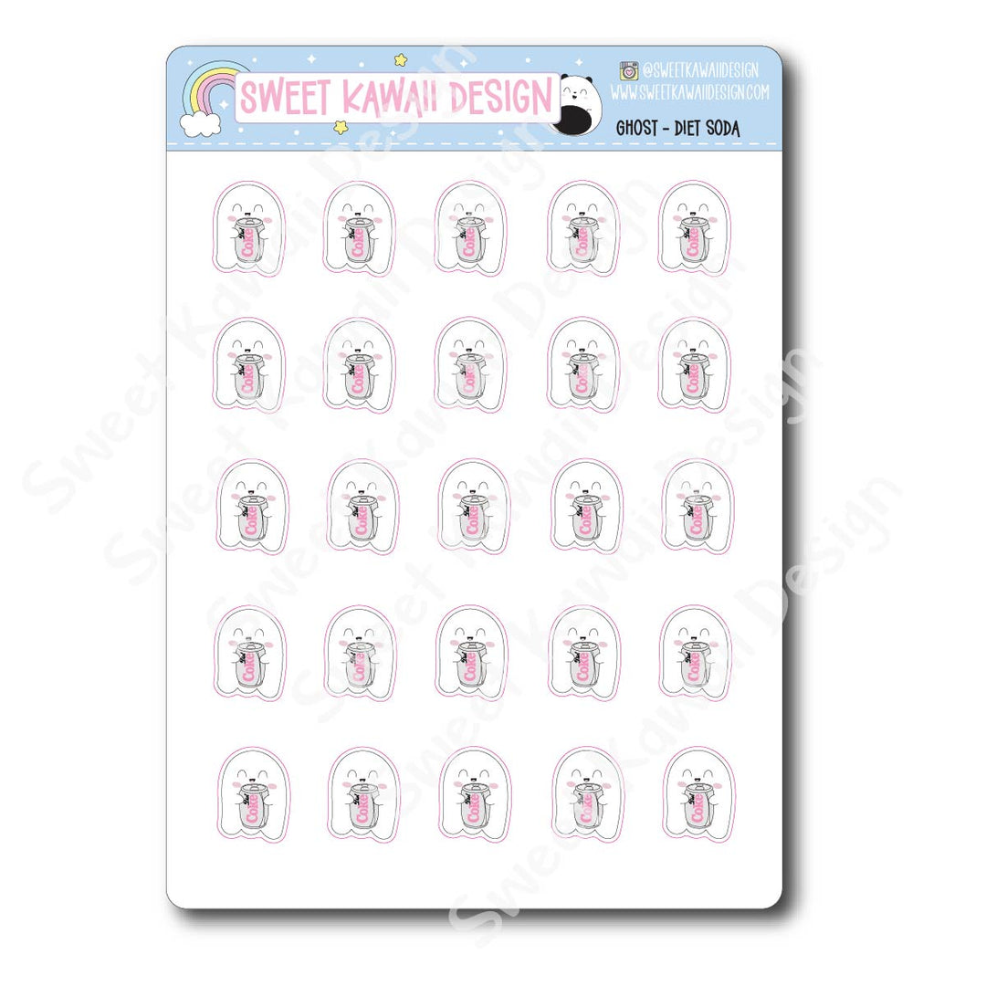 Kawaii Ghost Stickers - Diet Soda