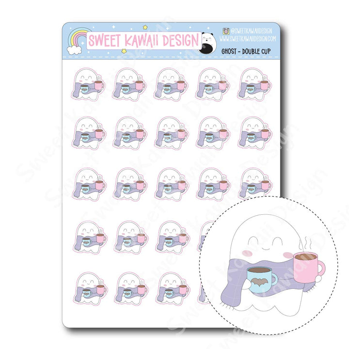 Kawaii Ghost Stickers - Double Cup
