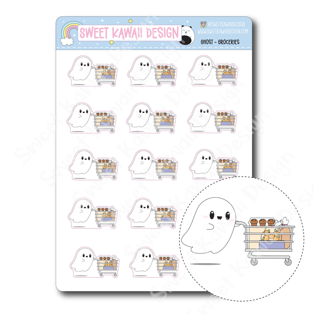 Kawaii Ghost Stickers - Groceries