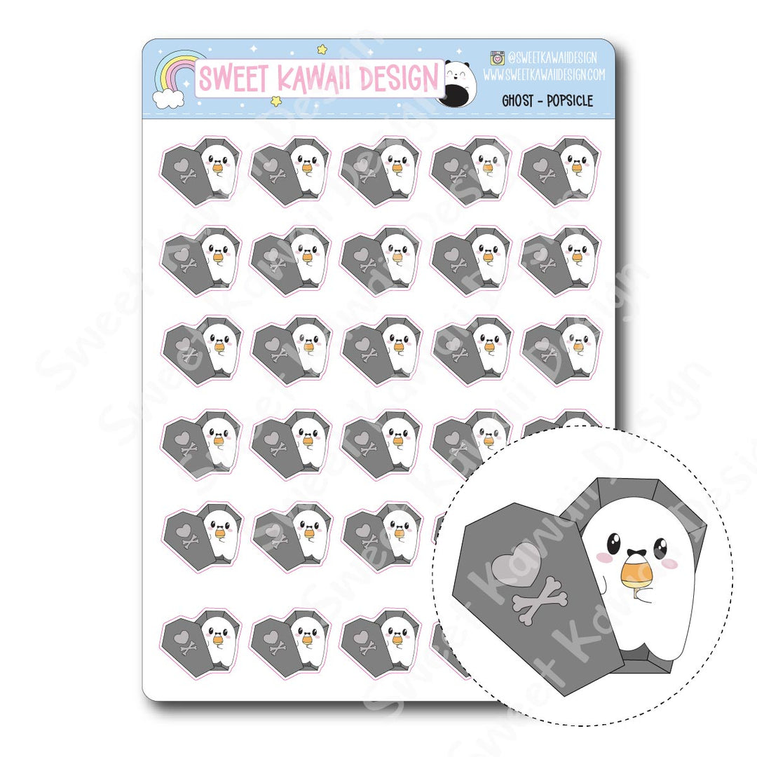 Kawaii Ghost Stickers - Popsicle