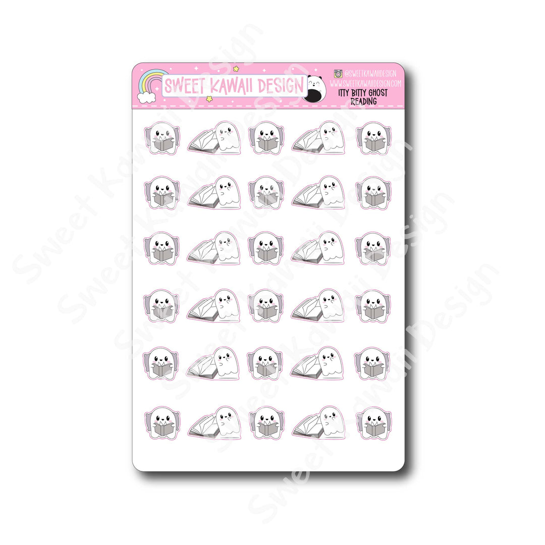 Kawaii Ghost Stickers - Reading