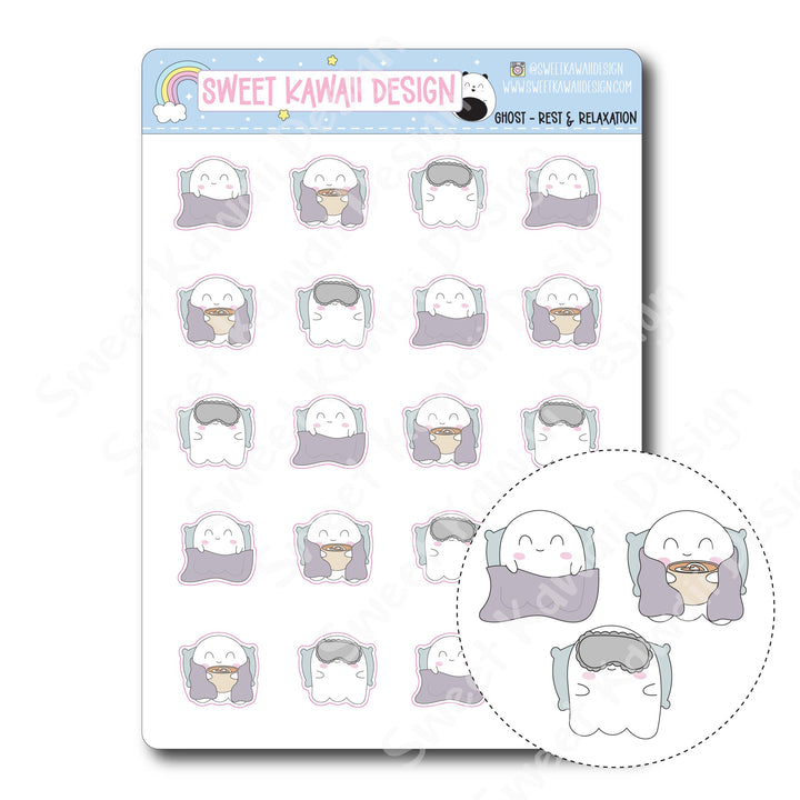 Kawaii Ghost Stickers - Rest and Relaxation