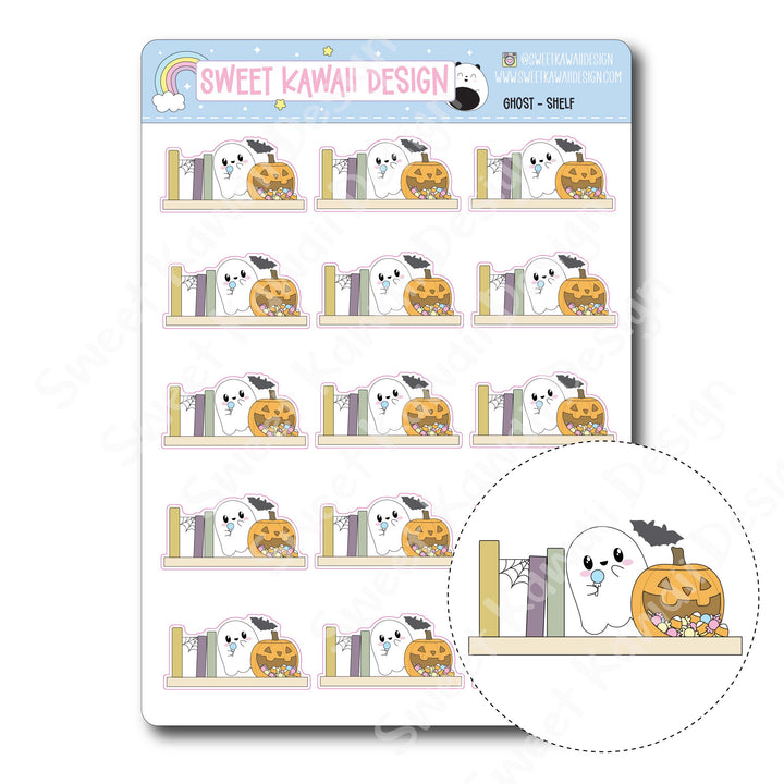 Kawaii Ghost Stickers - Shelf