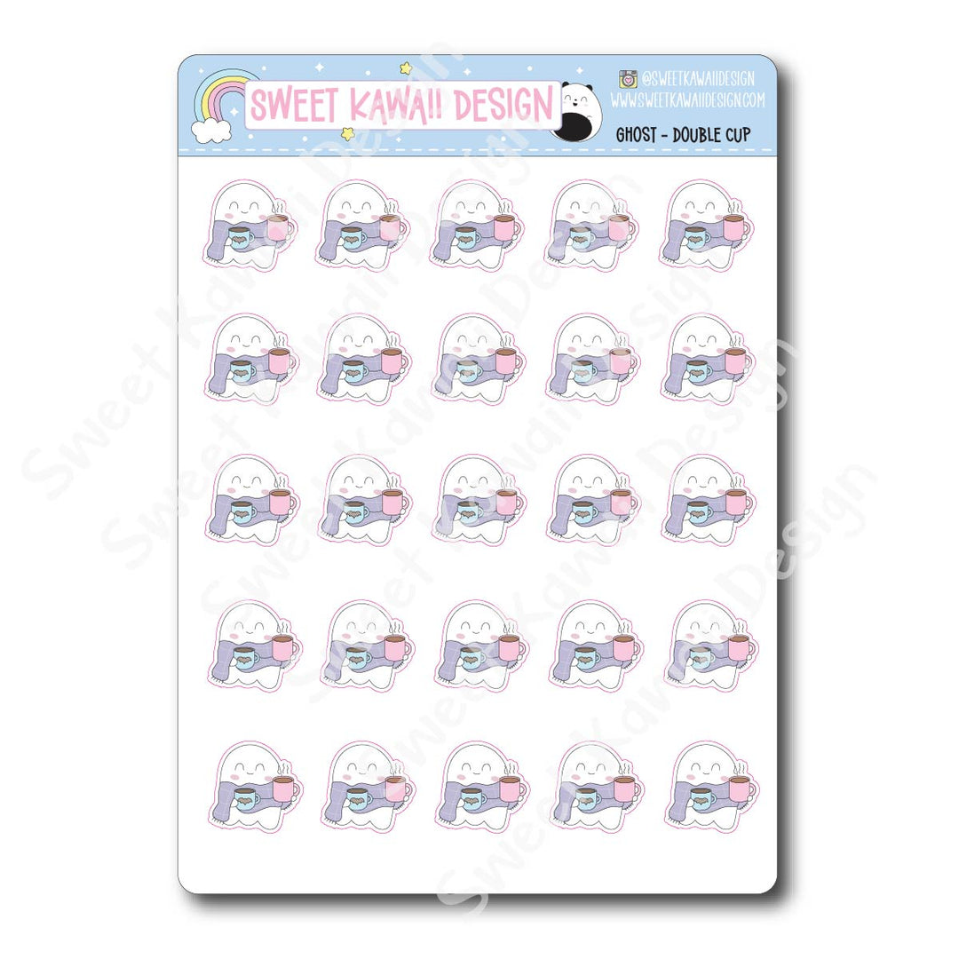 Kawaii Ghost Stickers - Double Cup