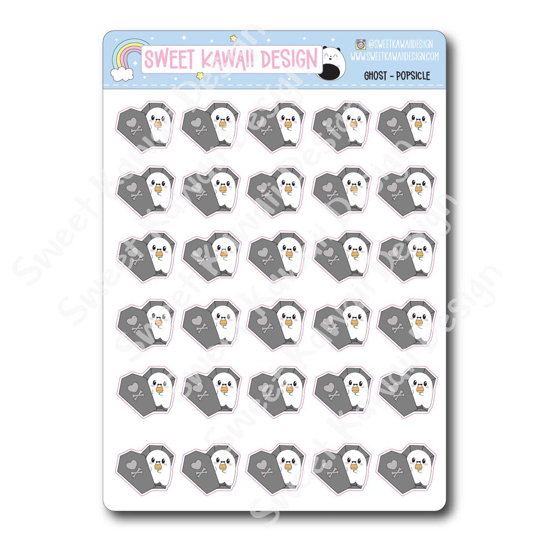 Kawaii Ghost Stickers - Popsicle
