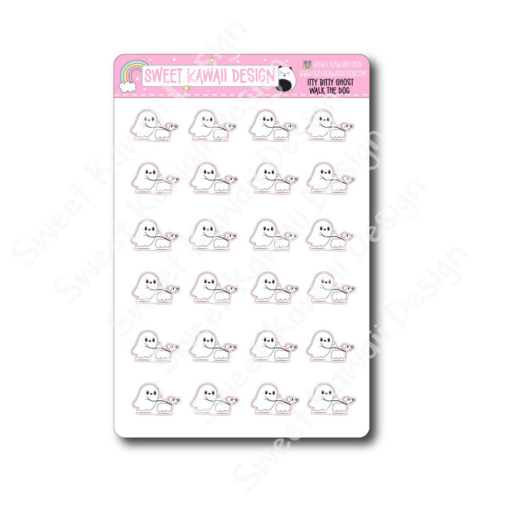 Kawaii Ghost Stickers - Walk the Dog