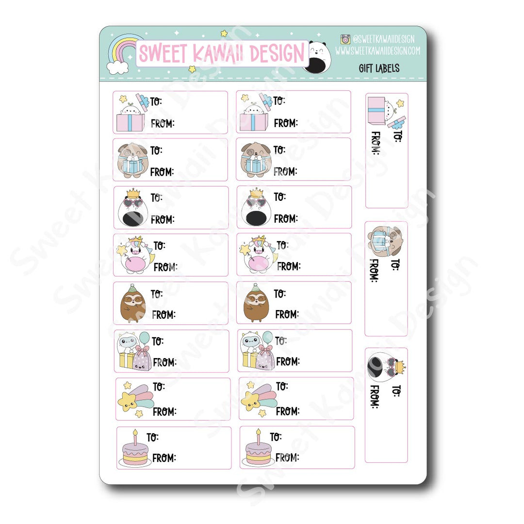 Kawaii Birthday Gift Labels