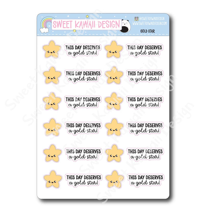 Kawaii Gold Star Stickers