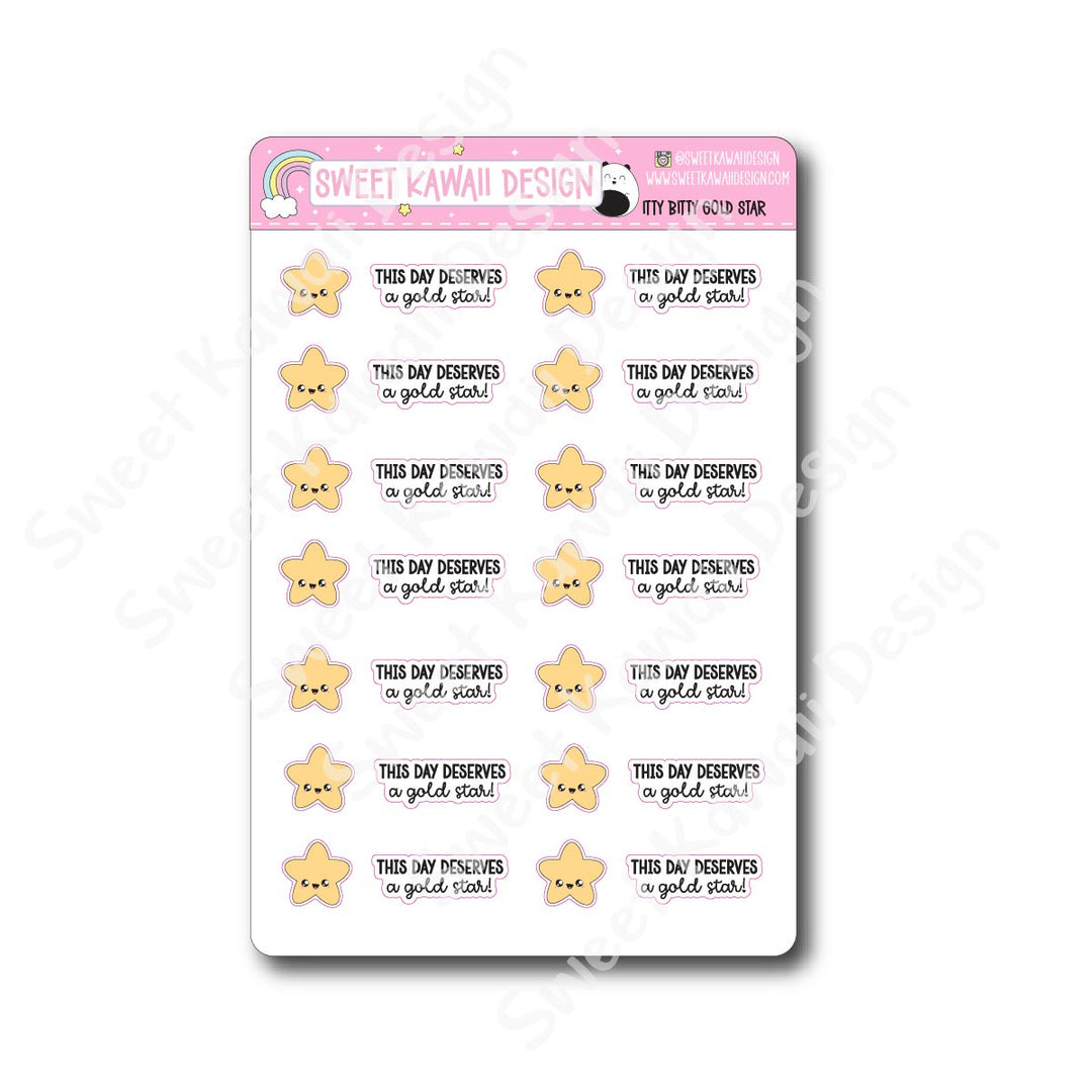 Kawaii Gold Star Stickers
