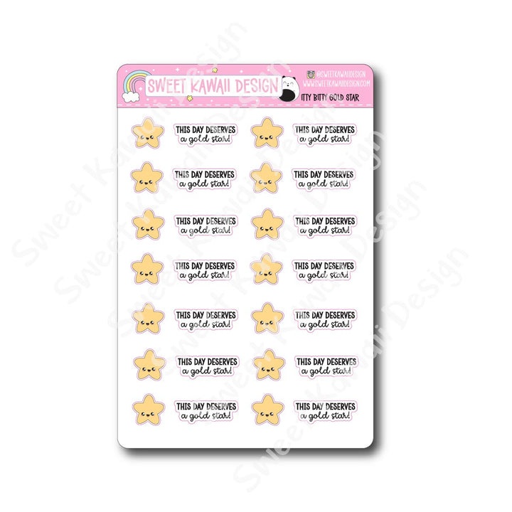 Kawaii Gold Star Stickers