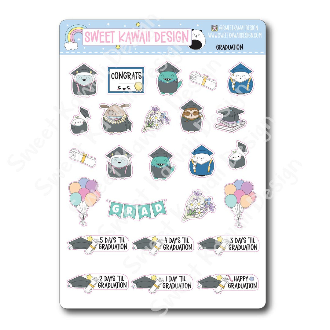 Kawaii Graduation Stickers