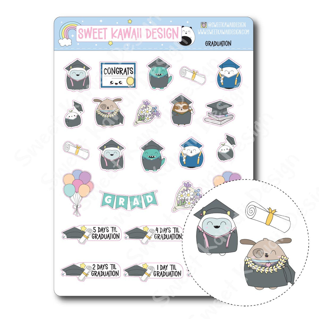 Kawaii Graduation Stickers