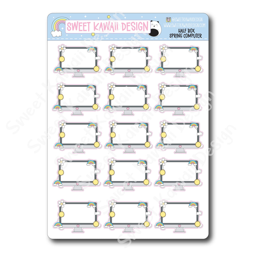 Kawaii Half Box Stickers - Spring Computer