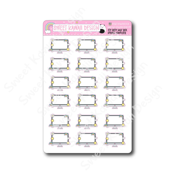 Kawaii Half Box Stickers - Spring Computer