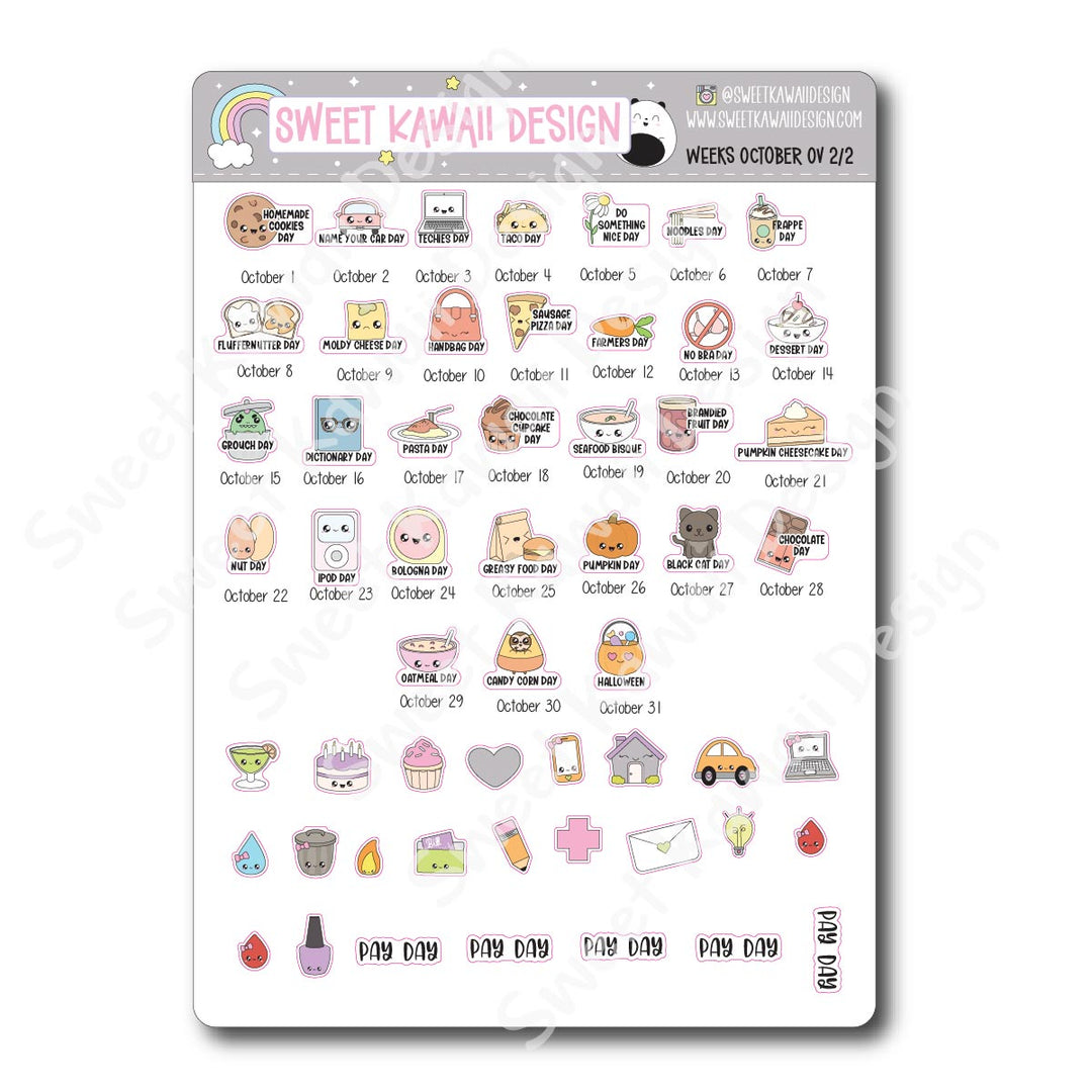 October 2025 Monthly Overview Stickers - HOBONICHI WEEKS