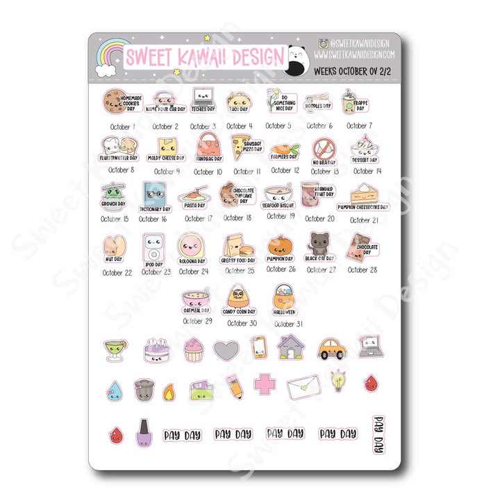 October 2025 Monthly Overview Stickers - HOBONICHI WEEKS