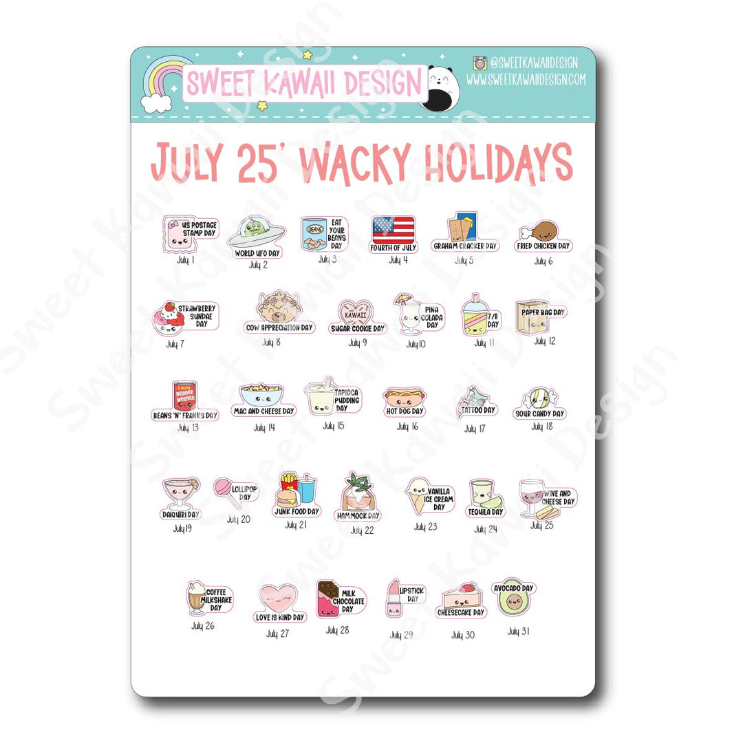 Itty Bitty Kawaii Celebrate the Day Stickers - July 2025