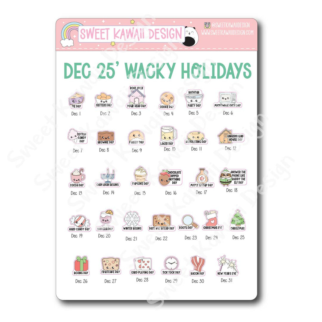 Itty Bitty Kawaii Celebrate the Day Stickers - December 2025