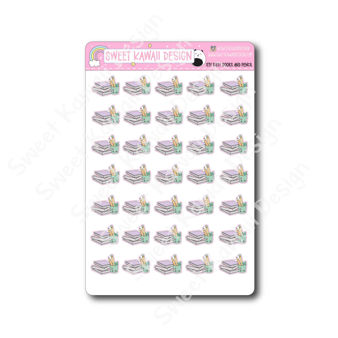 Kawaii Books and Pencil Stickers