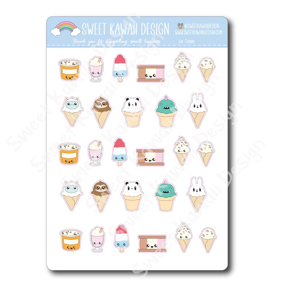 Kawaii Ice Cream Stickers