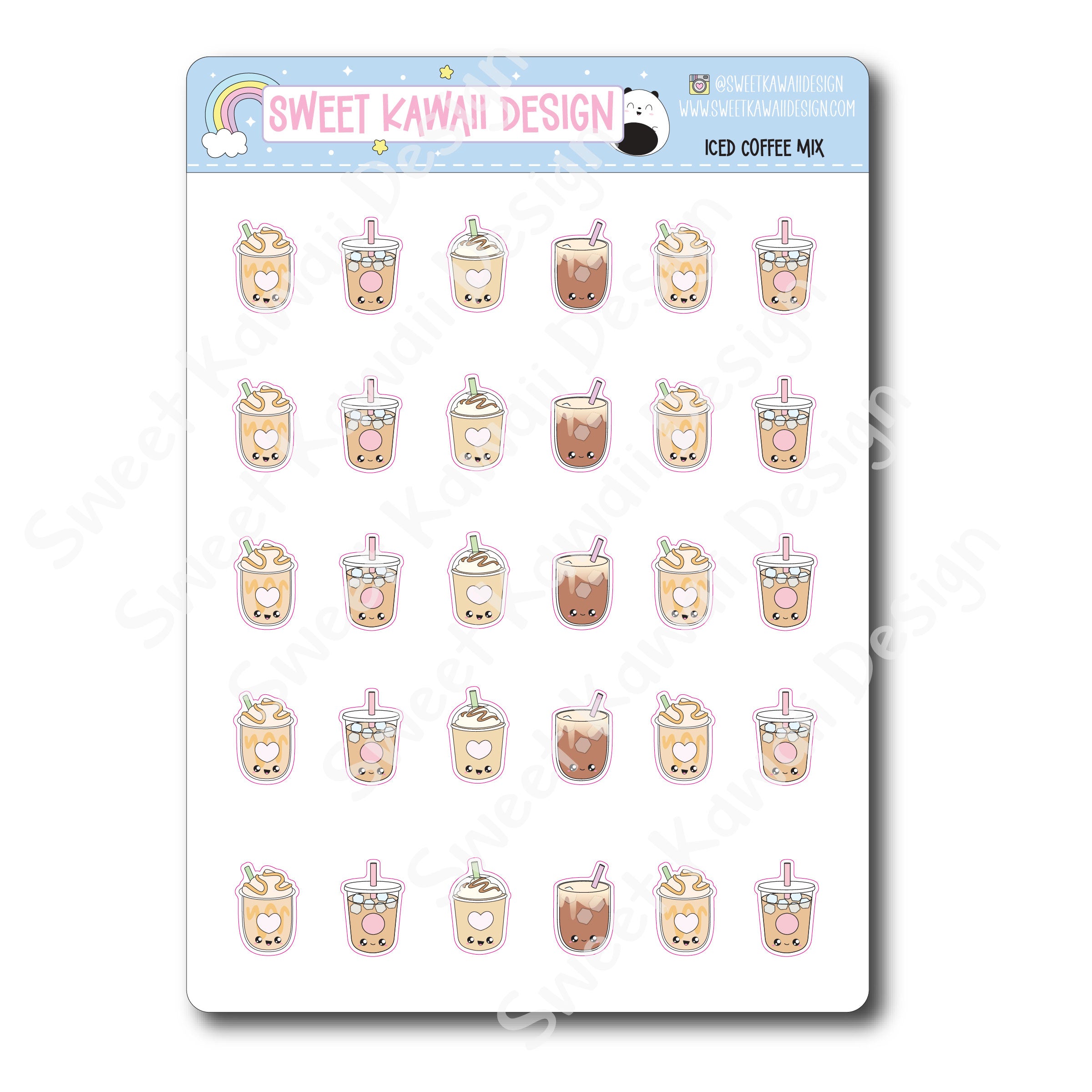 Kawaii Iced Coffee Mix Stickers