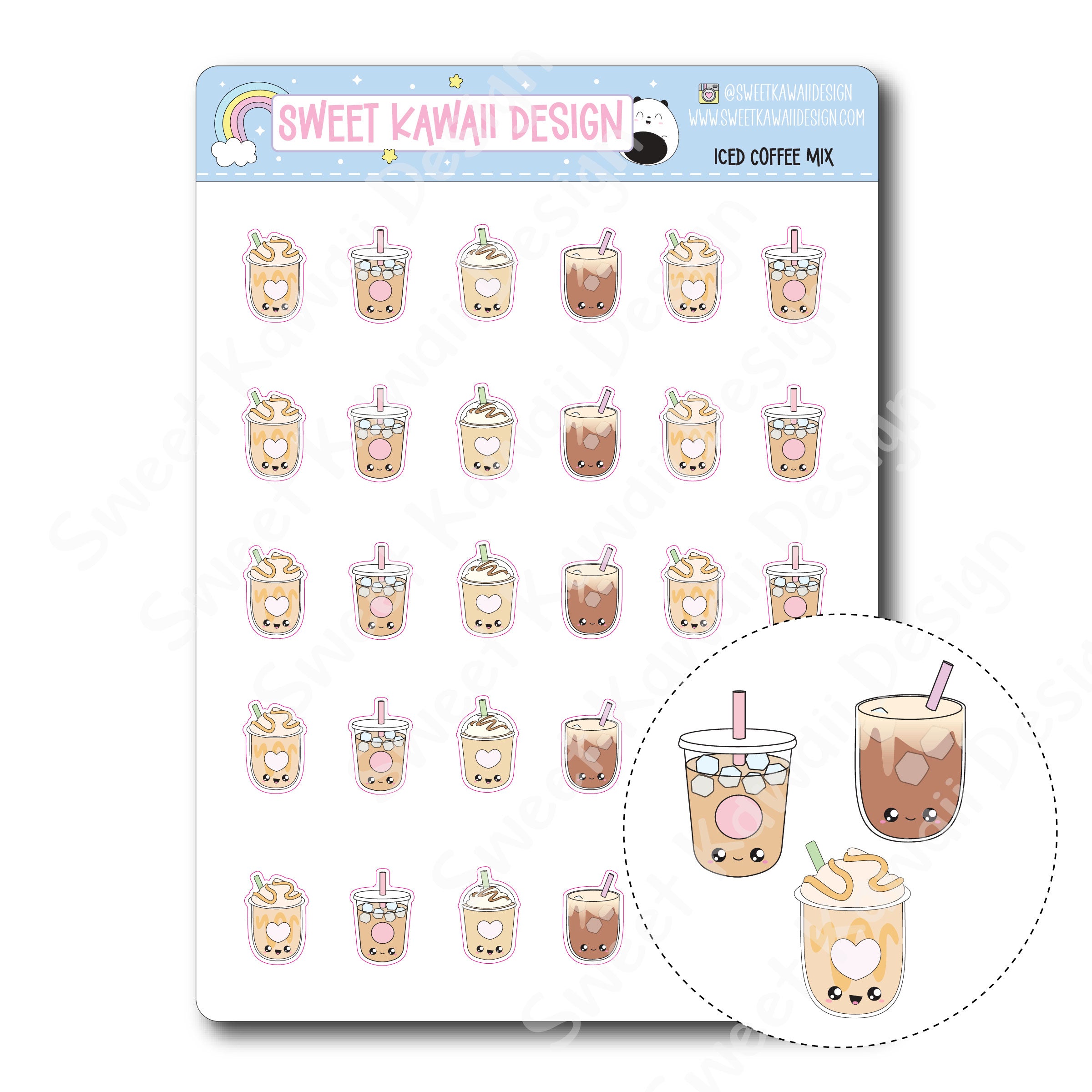 Kawaii Iced Coffee Mix Stickers