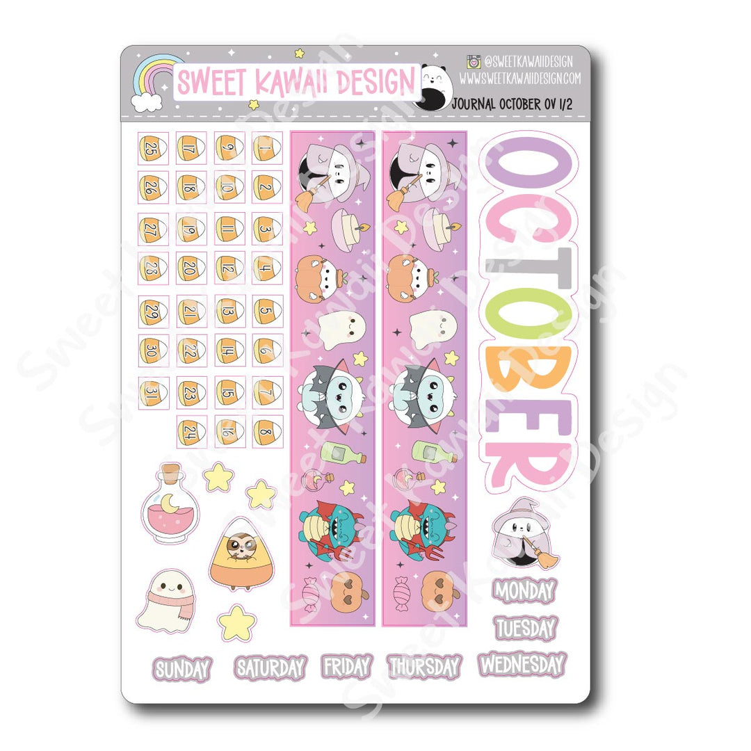 October 2025 Monthly Overview Stickers - Journal