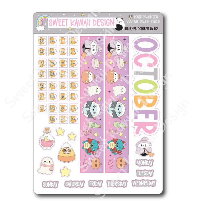 October 2025 Monthly Overview Stickers - Journal