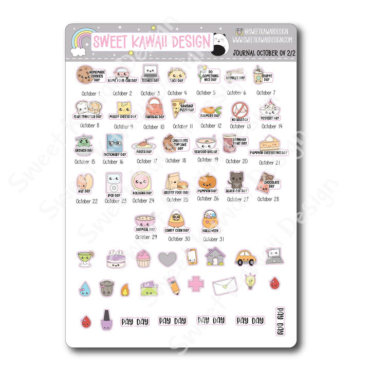 October 2025 Monthly Overview Stickers - Journal