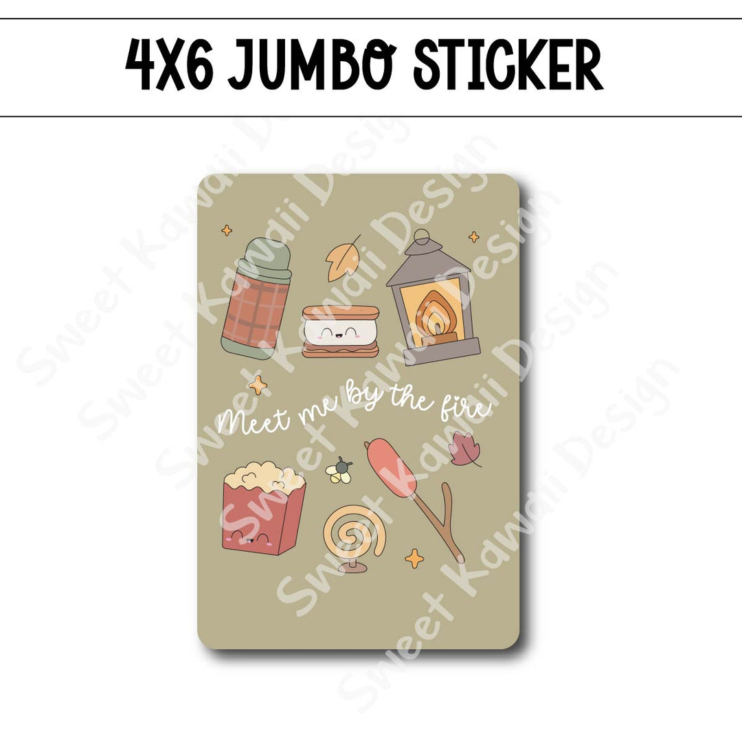 Kawaii Jumbo Sticker - Meet Me By The Fire