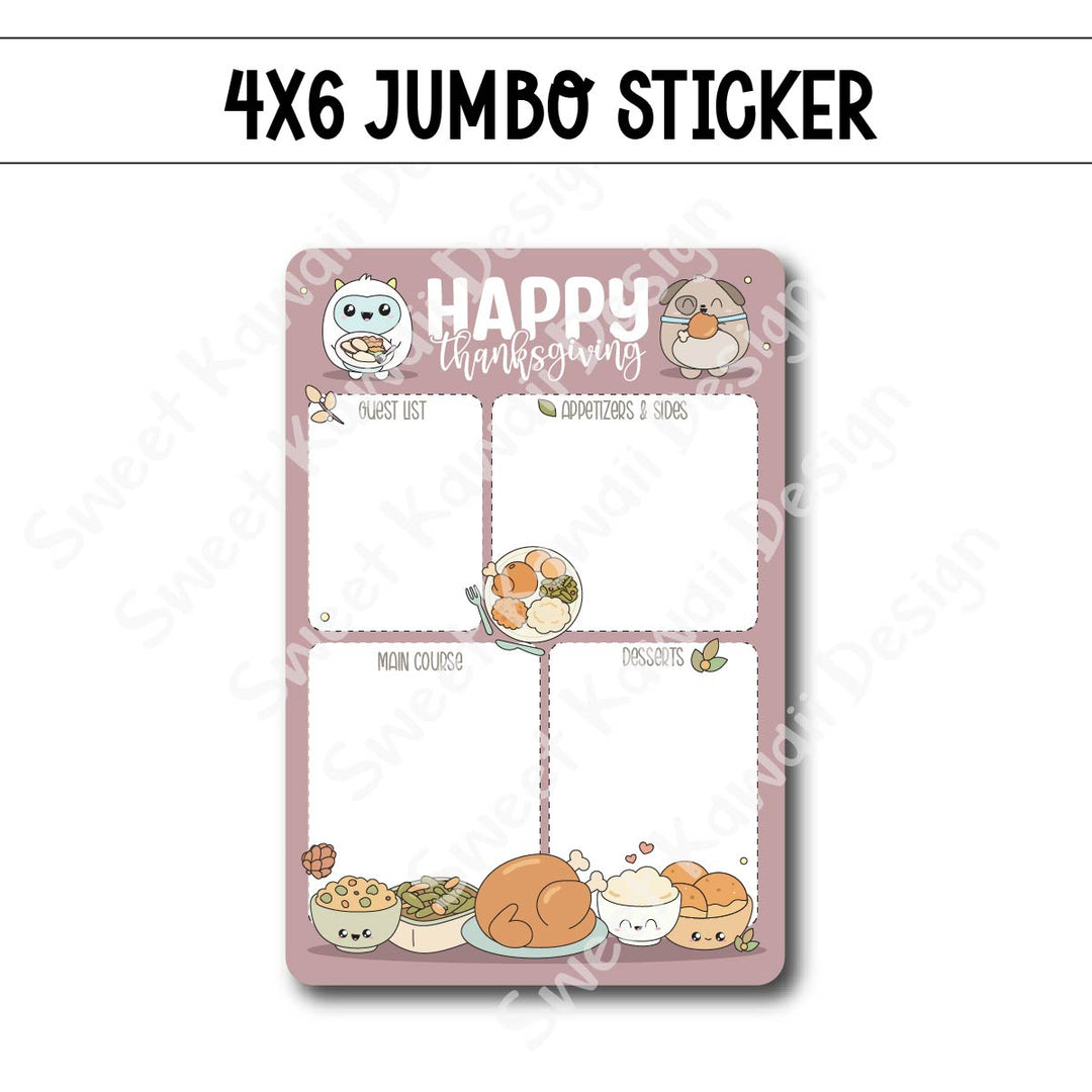 Kawaii Jumbo Sticker - Thanksgiving Feast