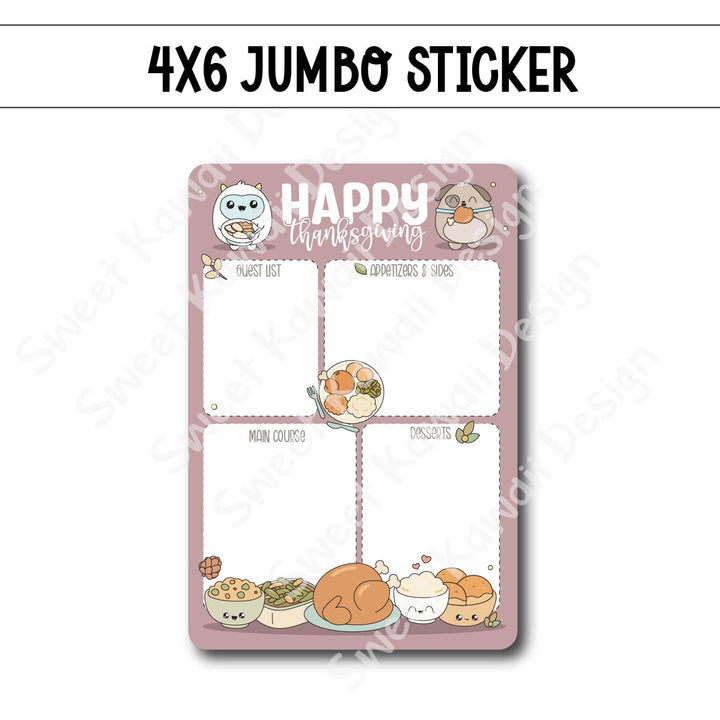 Kawaii Jumbo Sticker - Thanksgiving Feast