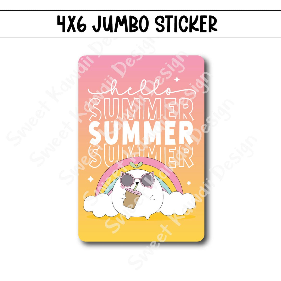 Kawaii Jumbo Sticker - Hello Summer  - Size Options Available