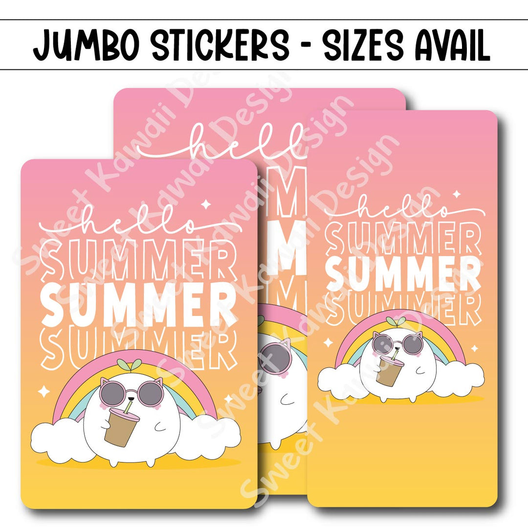 Kawaii Jumbo Sticker - Hello Summer  - Size Options Available