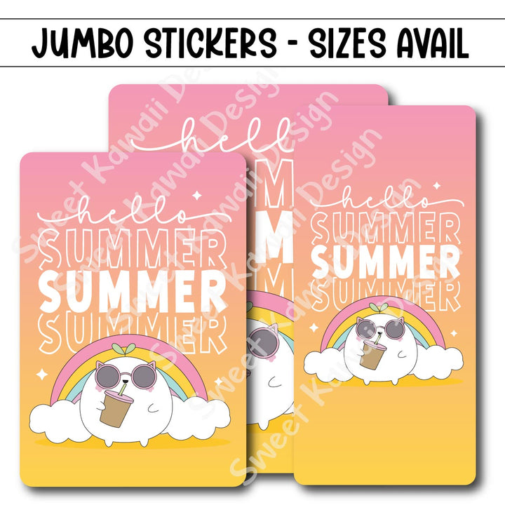 Kawaii Jumbo Sticker - Hello Summer  - Size Options Available