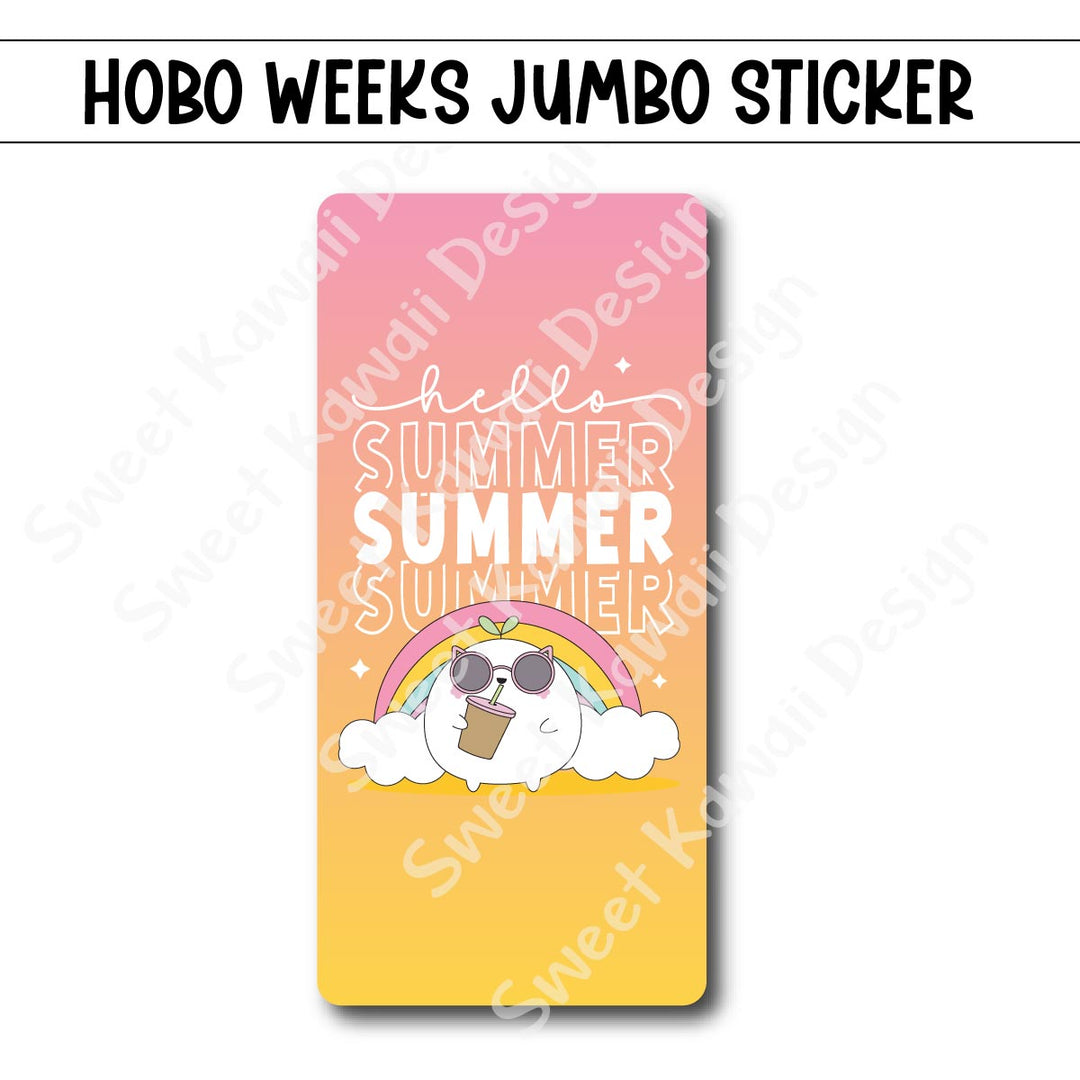 Kawaii Jumbo Sticker - Hello Summer  - Size Options Available