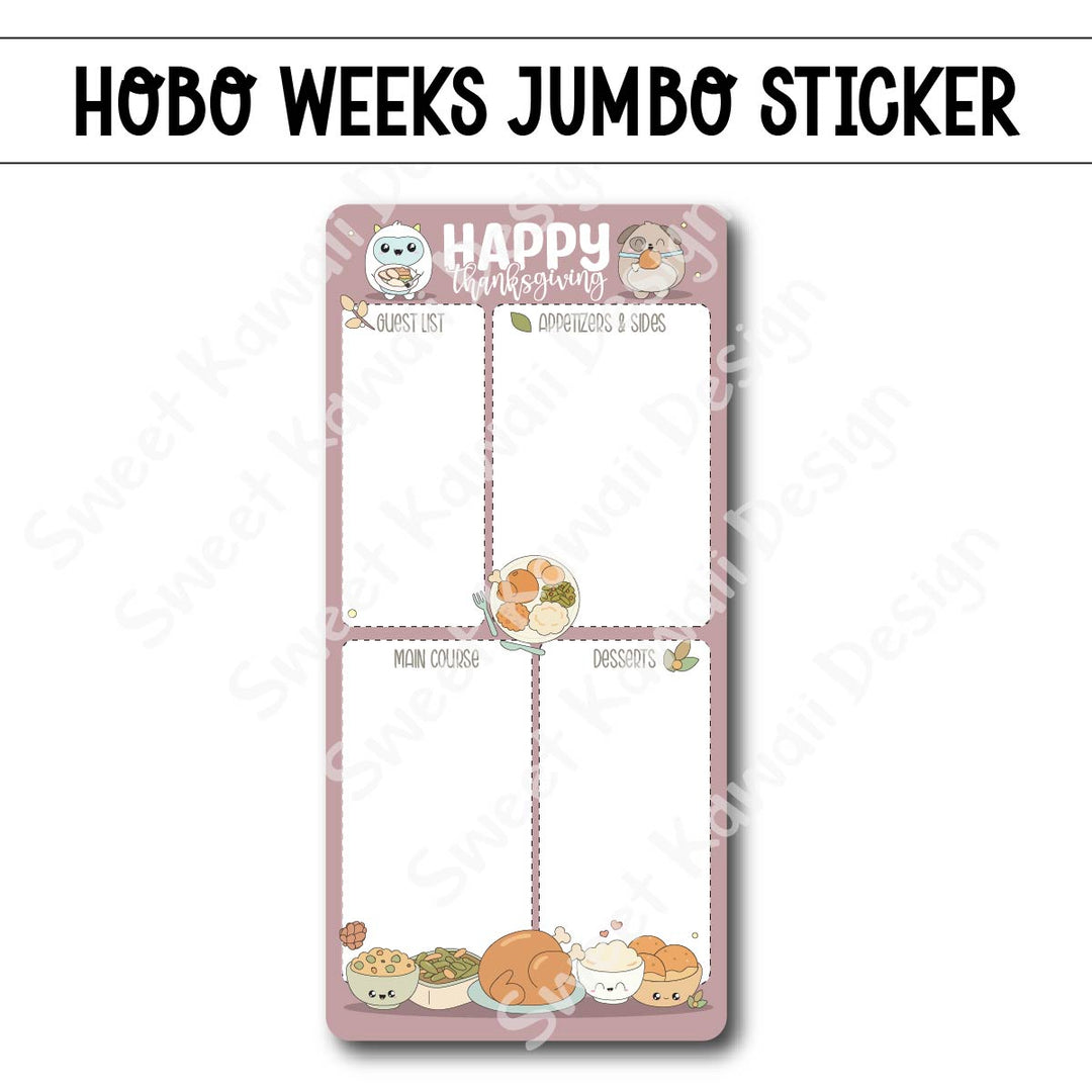 Kawaii Jumbo Sticker - Thanksgiving Feast