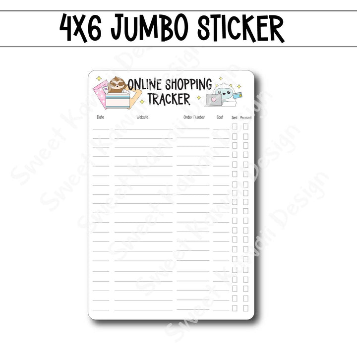 Kawaii Jumbo Sticker - Online Shopping Tracker - Size Options Available