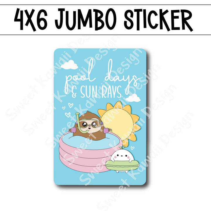 Kawaii Jumbo Sticker - Pool Days & Sun Rays - Size Options Available