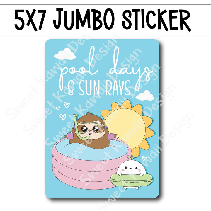 Kawaii Jumbo Sticker - Pool Days & Sun Rays - Size Options Available