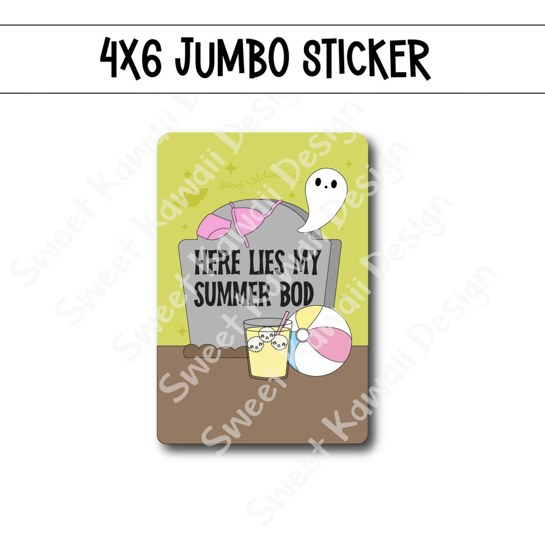 Kawaii Jumbo Sticker - Summer Bod  - Size Options Available