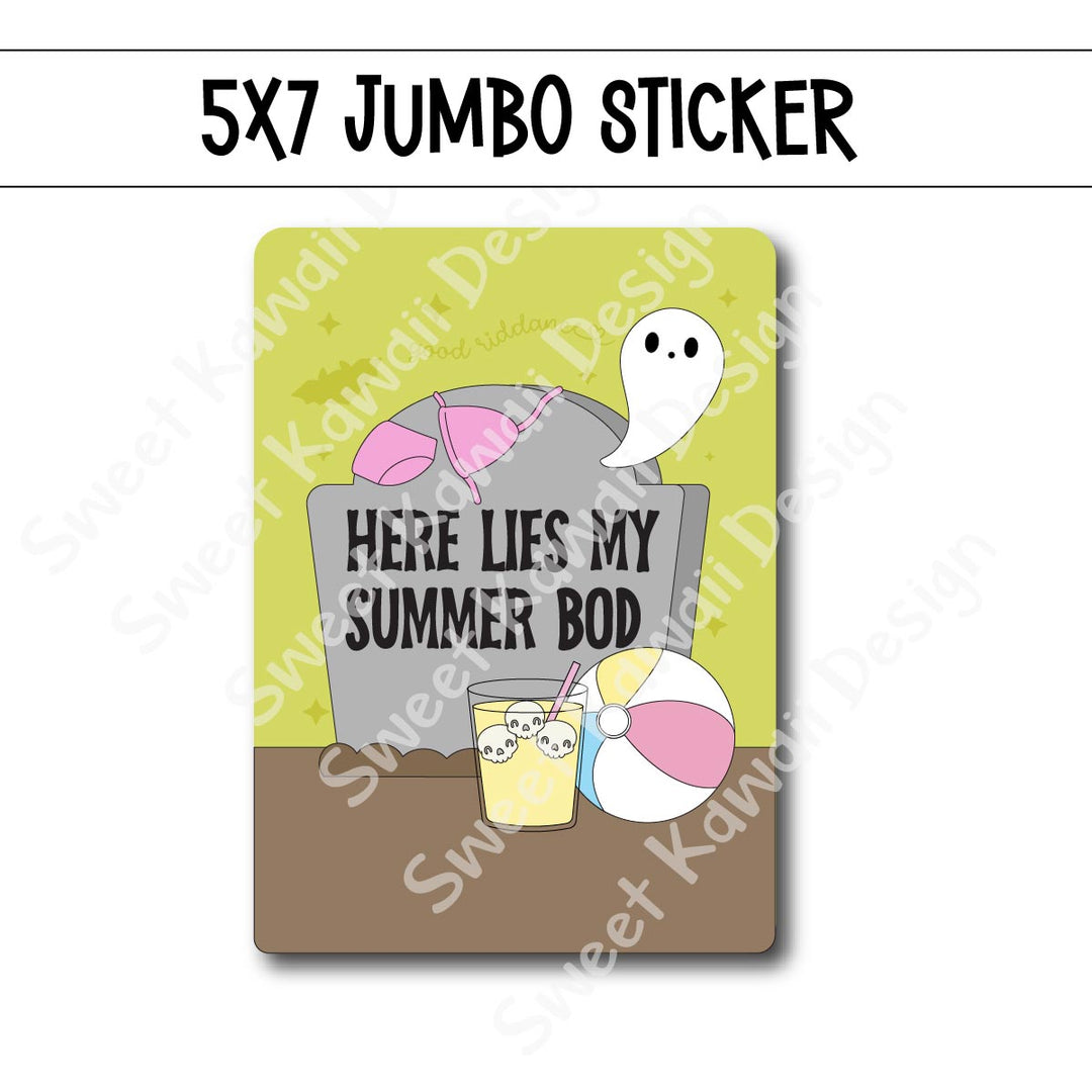 Kawaii Jumbo Sticker - Summer Bod  - Size Options Available