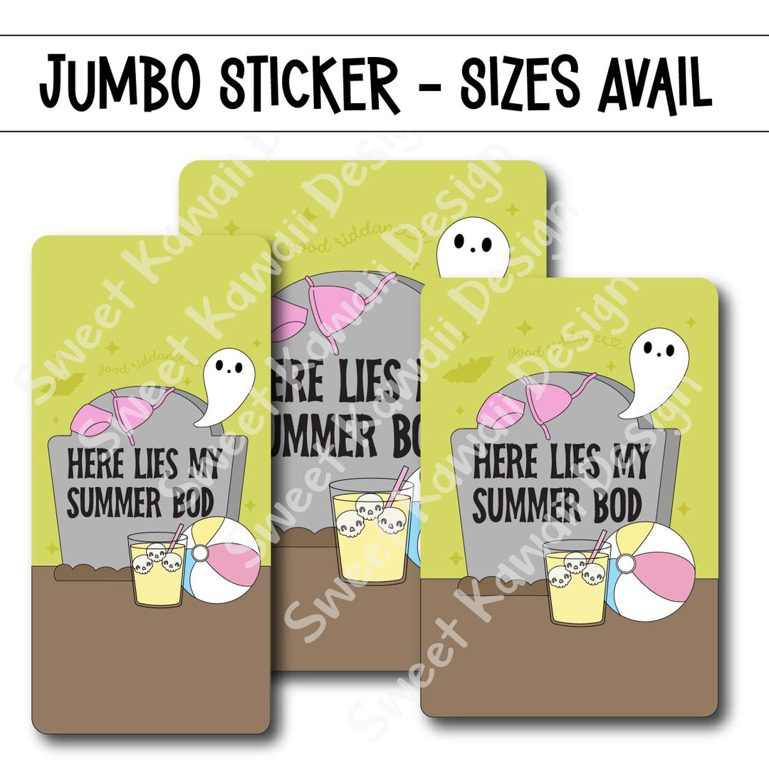 Kawaii Jumbo Sticker - Summer Bod  - Size Options Available