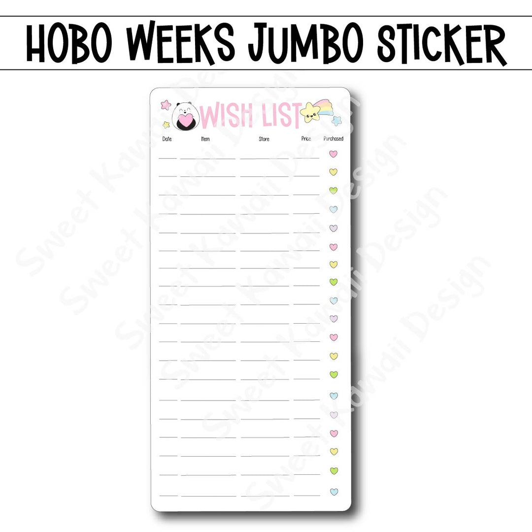 Kawaii Jumbo Sticker - Wish List - Size Options Available