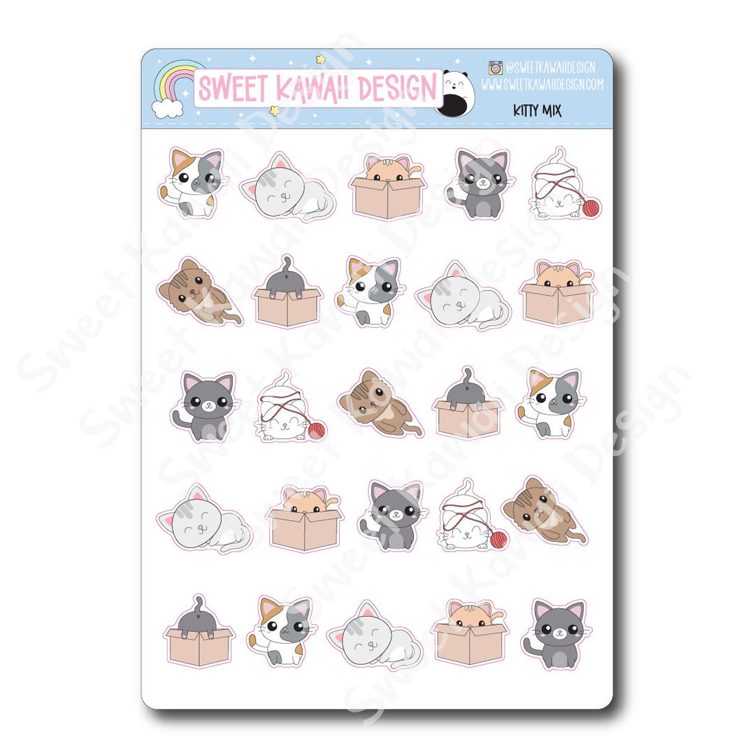 Kawaii Kitty Stickers - Mix