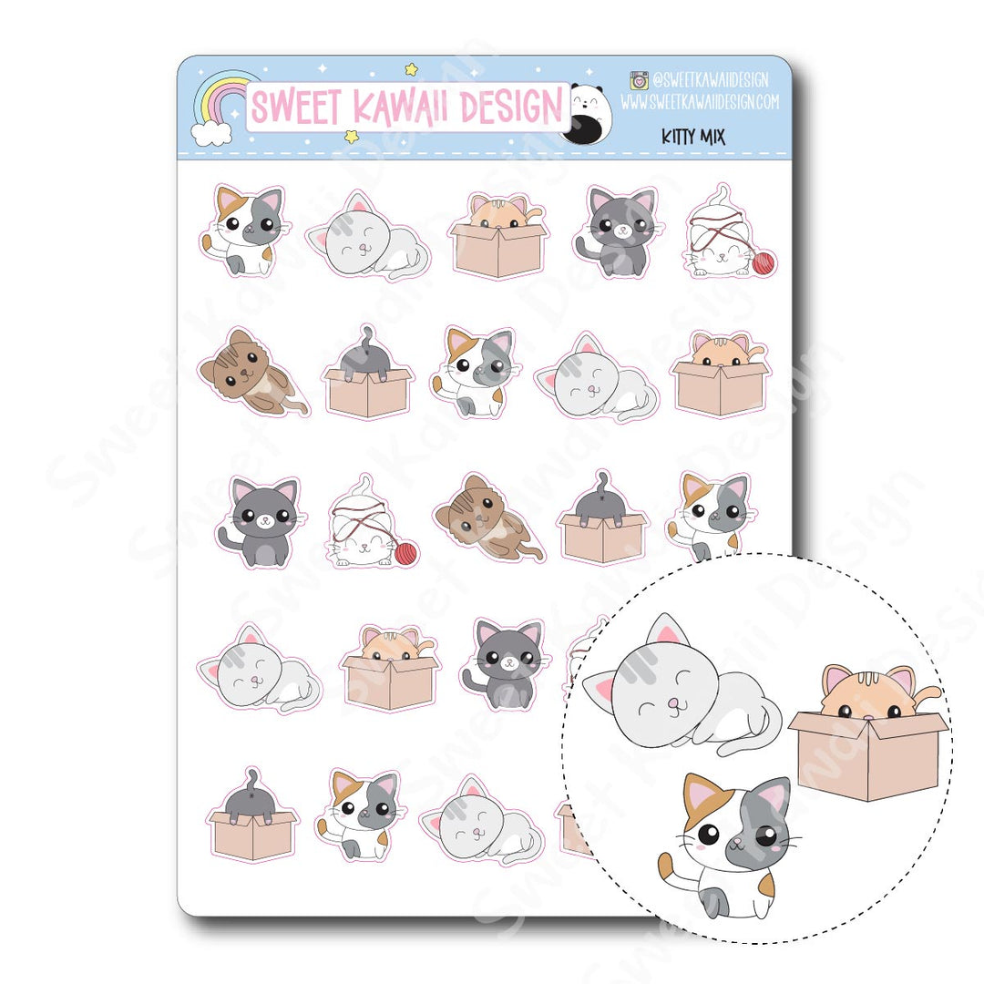 Kawaii Kitty Stickers - Mix