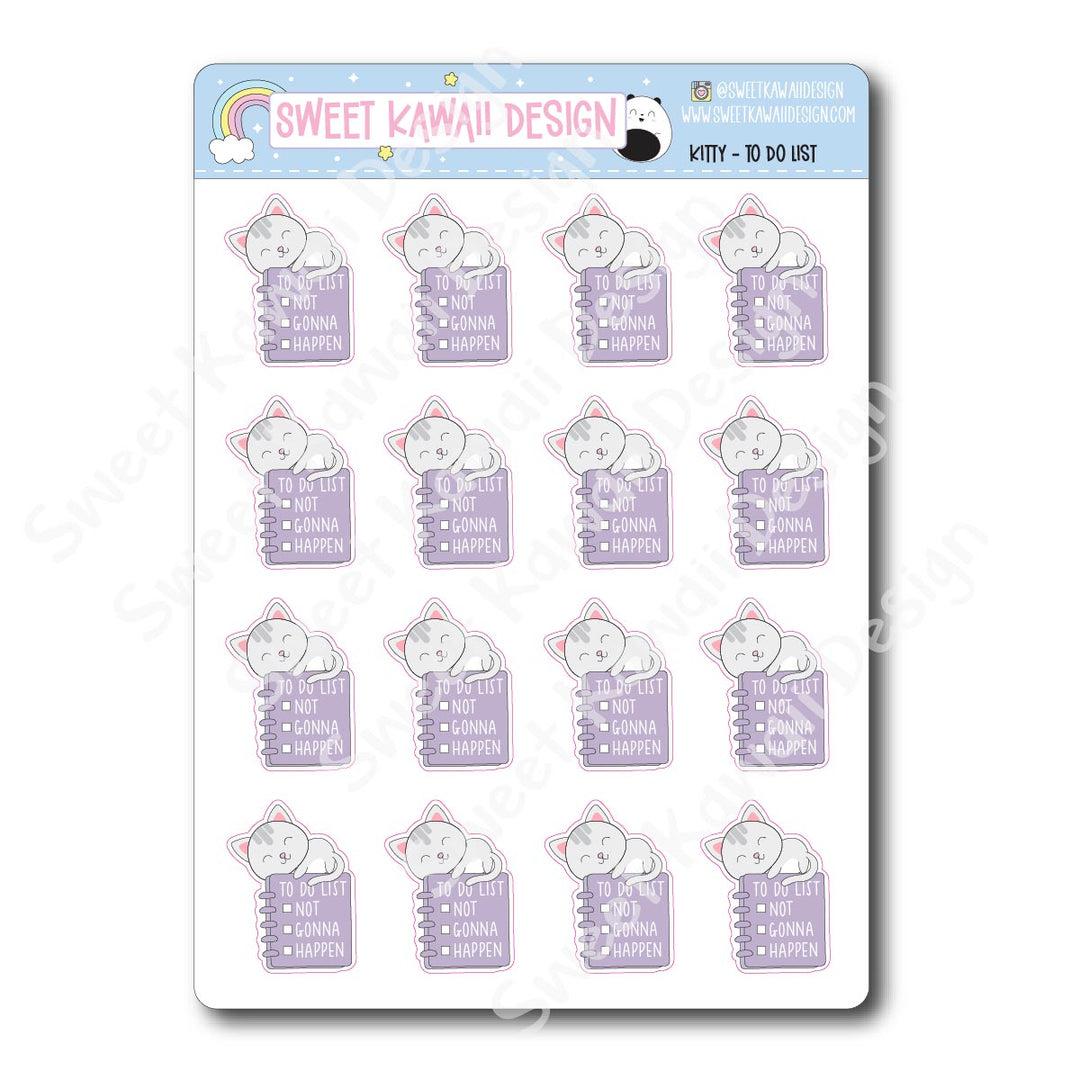 Kawaii Kitty Stickers -  To Do List