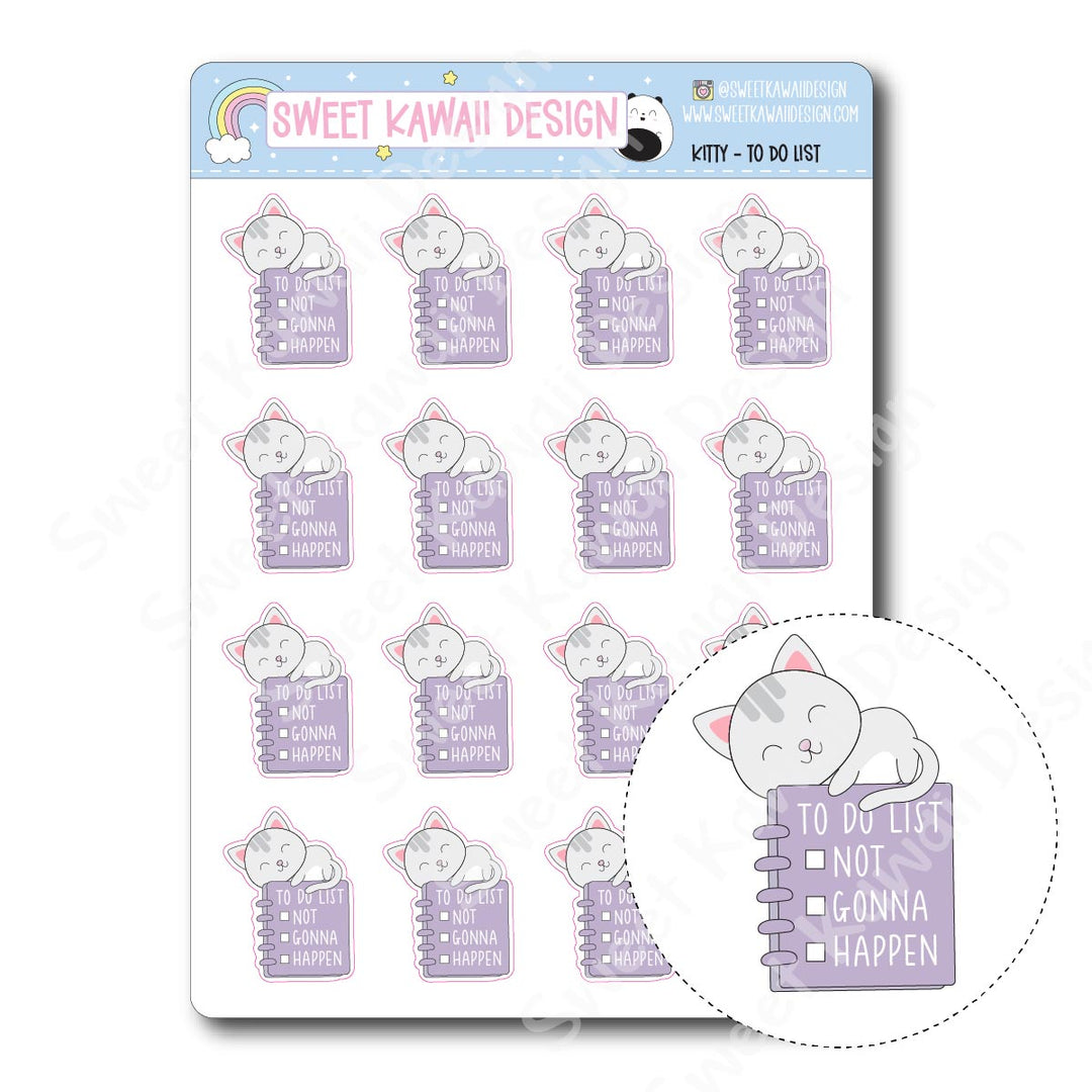 Kawaii Kitty Stickers -  To Do List