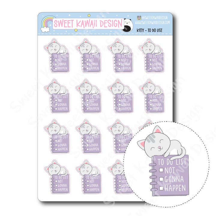 Kawaii Kitty Stickers -  To Do List