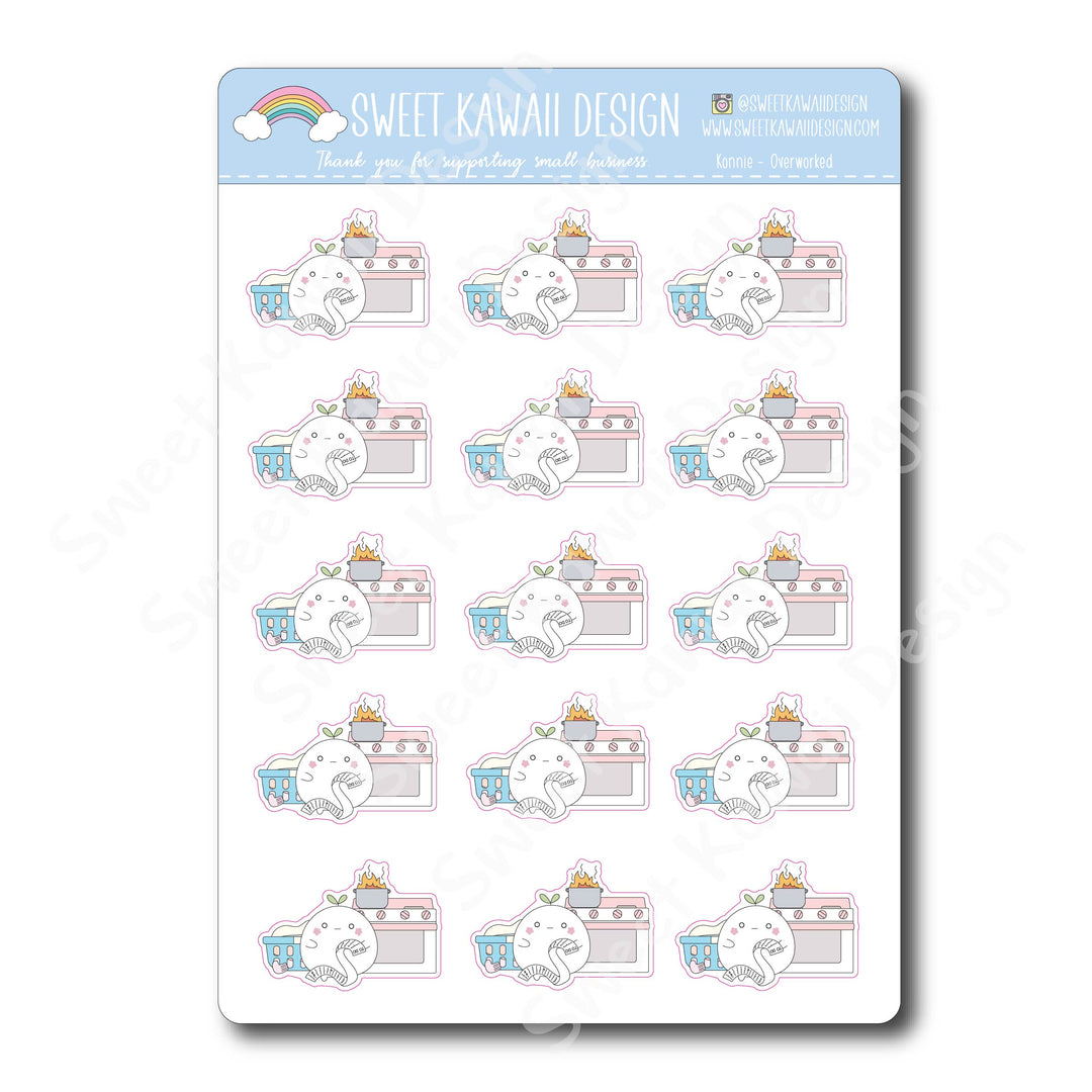 Kawaii Konnie Stickers - Overworked